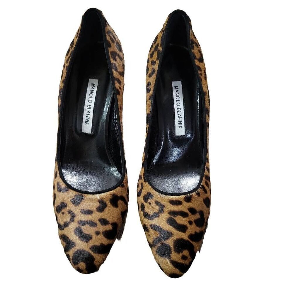 Manolo Blahnik Manolo Blahnik Tucciototo Leopard-Print Calf Hair Pumps sz 9
